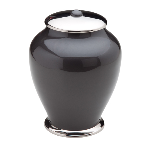 Simplicity Brass Cremation Ashes Urn - Black with Silver Lid